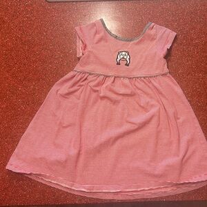 Red Striped Dress with Embroidered Detail